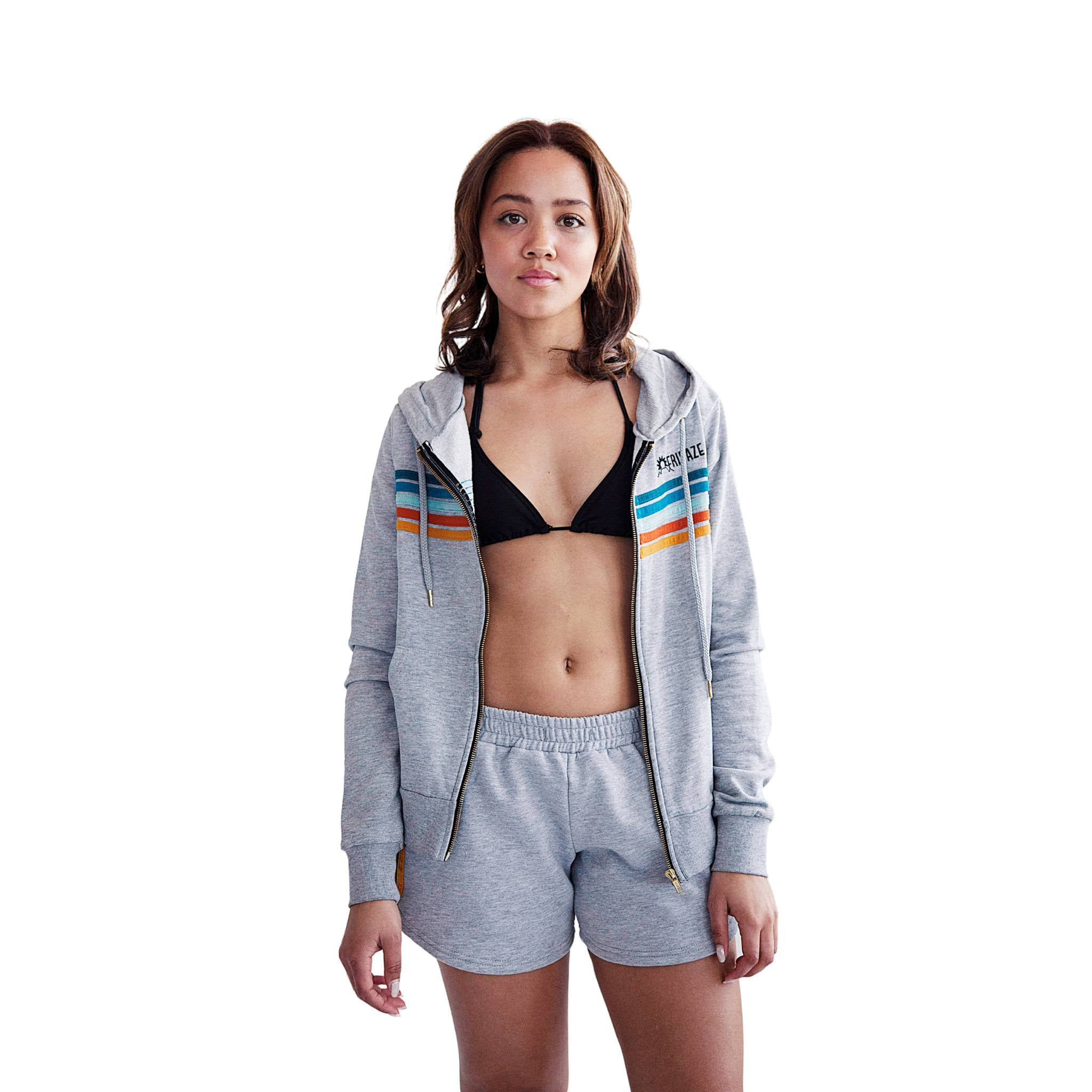 6 STRIPED ZIP THROUGH HOODIE